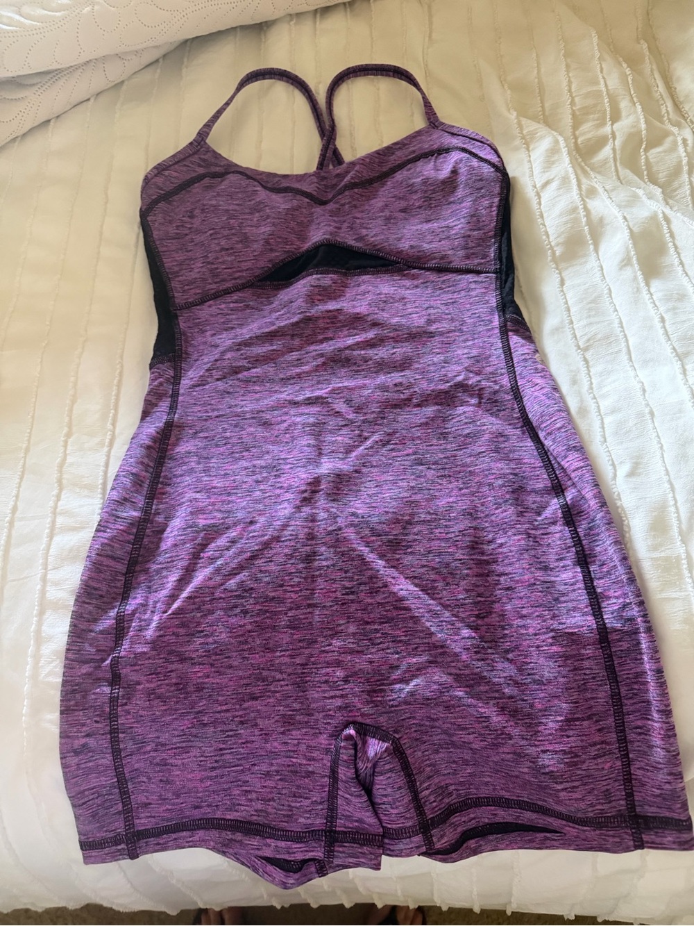 manduka Purple Heathered Athletic Shorts Romper